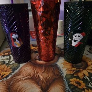 Starbucks Red and Black Textured Tumblers